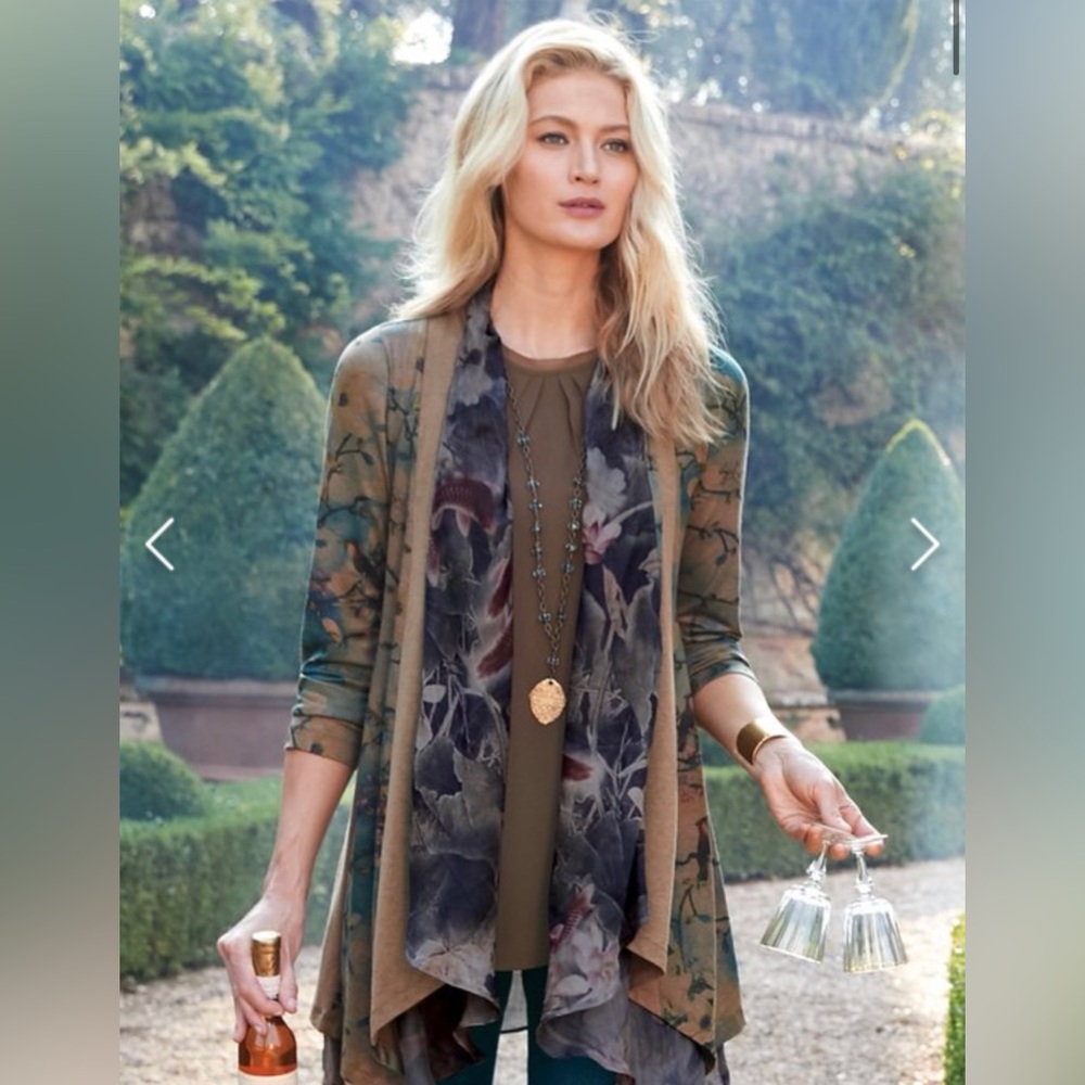 Soft Surroundings “Tea Garden Topper” women’s cardigan size M